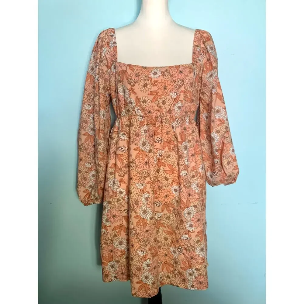 J. Crew Squareneck Cotton Poplin Dress in Zinnia Floral Size Large